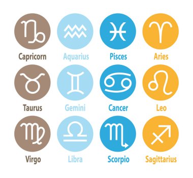 12 astrolojik işaret. Vektör zodyak simgeleri ii ayarlayın.