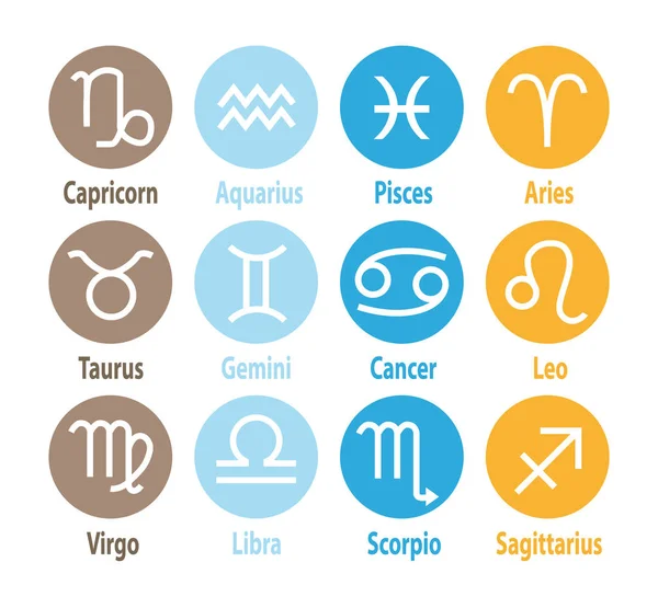 Astrologische Zeichen Vektor Tierkreis Icons Set — Stockvektor