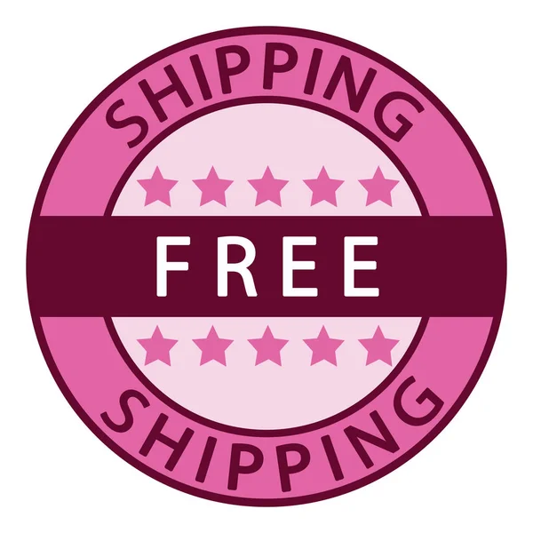 Free shipping. Pink free shipping label icon.