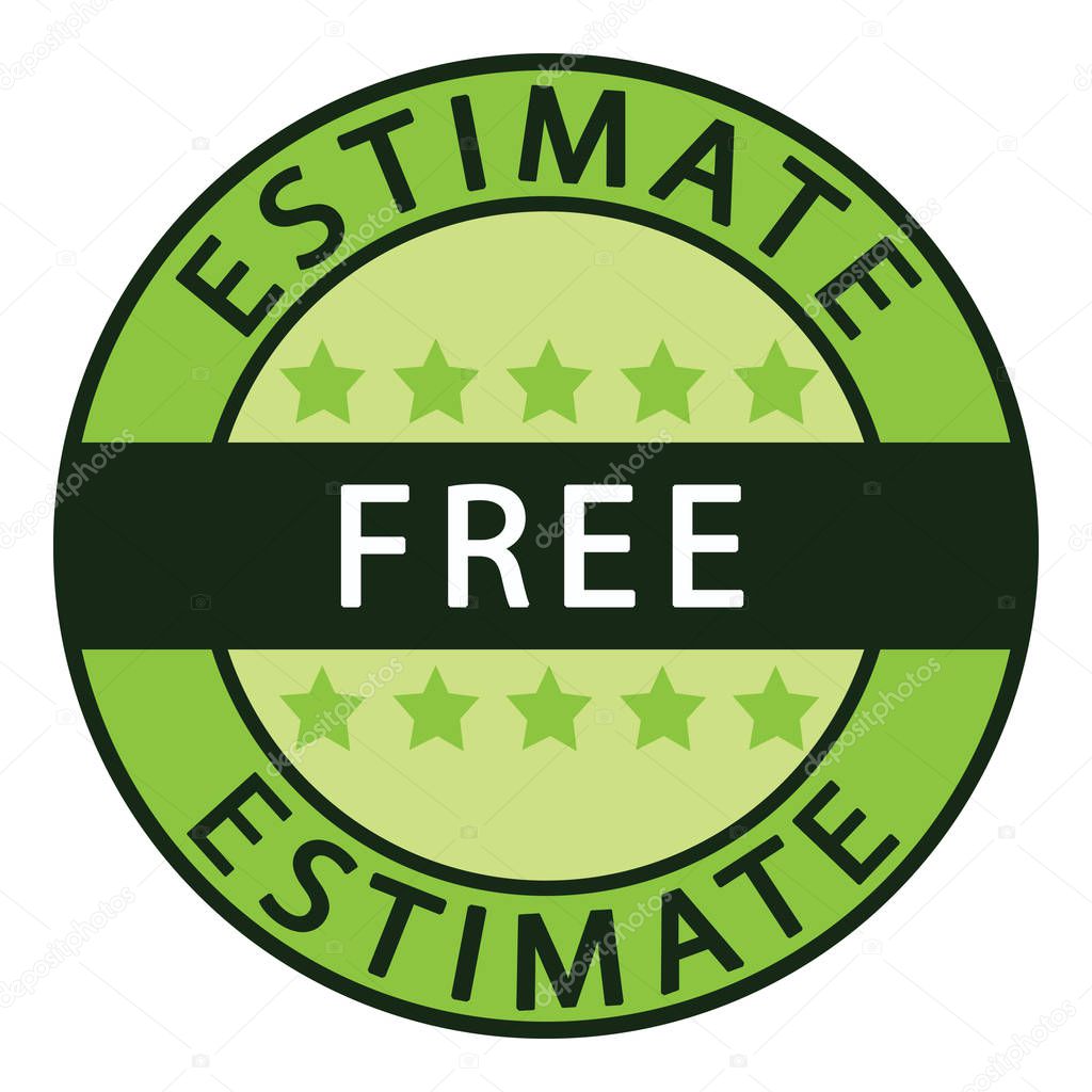 Free estimate. Green free estimate label icon.