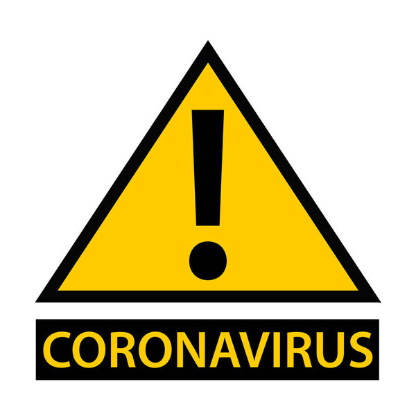 Covid-19 coronavirus infected area. Yellow and black attention access zone panel.