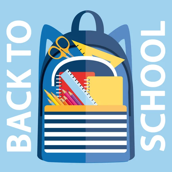 Zurück Zur Schule Rucksack Mit Schulmaterial Illustration — Stockfoto