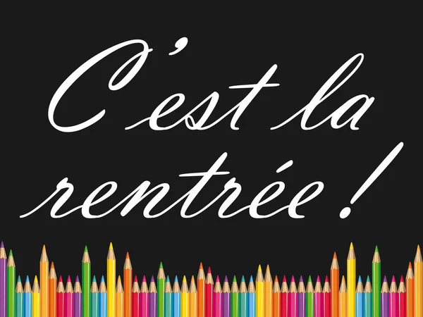 Retourne École Fond Éducation Avec Crayons Couleur Texte Français Illustration — Photo