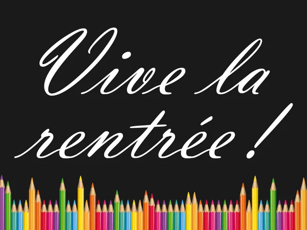 Retourne École Fond Éducation Avec Crayons Couleur Texte Français Illustration — Photo