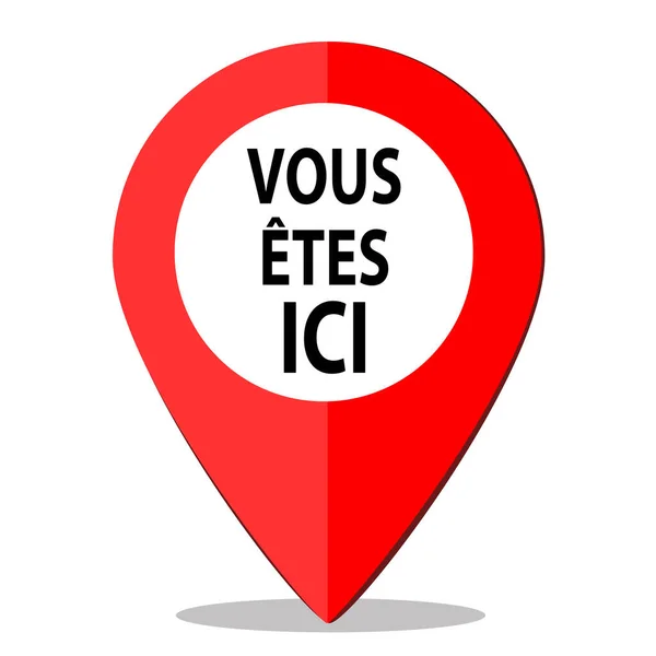 You Here Text French Red Location Navigation Pin — Stock Photo, Image