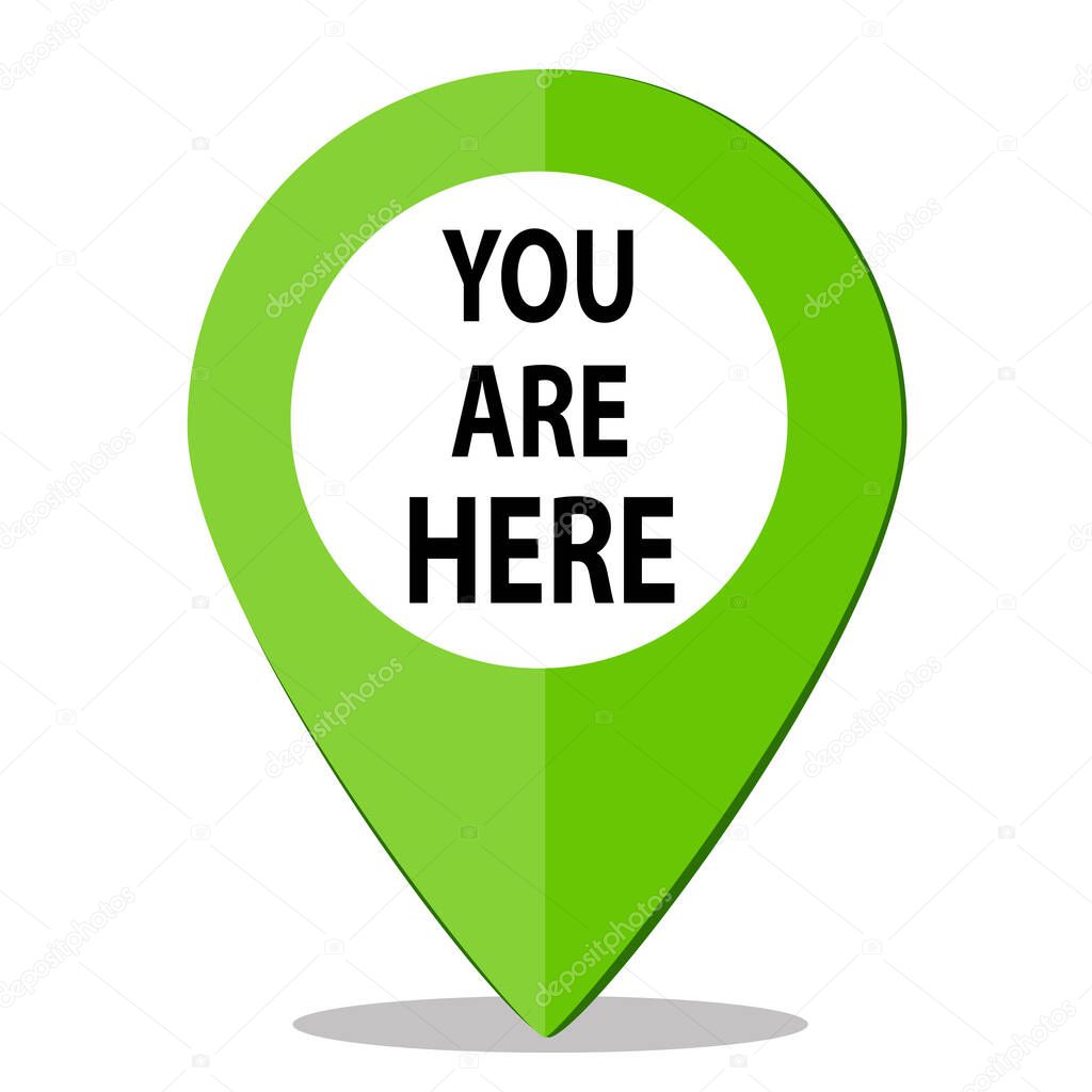 You are here. Green Location navigation pin.