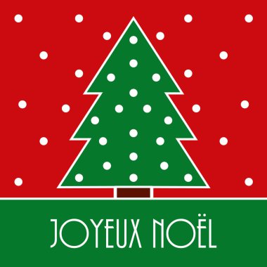Fransız dilinde mutlu noeller. Vektör tebrik kartı..