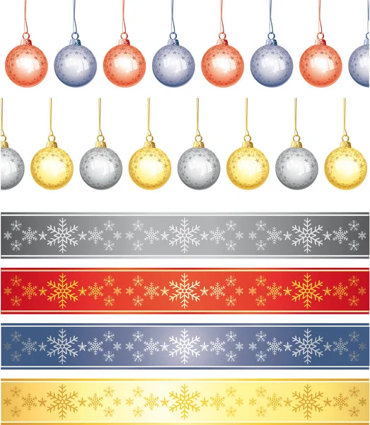 Weihnachtskugeln Und Banner Aufgestellt Vektorsammlung — Stockvektor