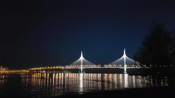 Schrägseilbrücke mit westlichem Hochgeschwindigkeitsdurchmesser — Stockvideo