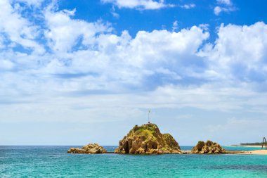 Sa Palomera rock, plaj resort Blanes, İspanya