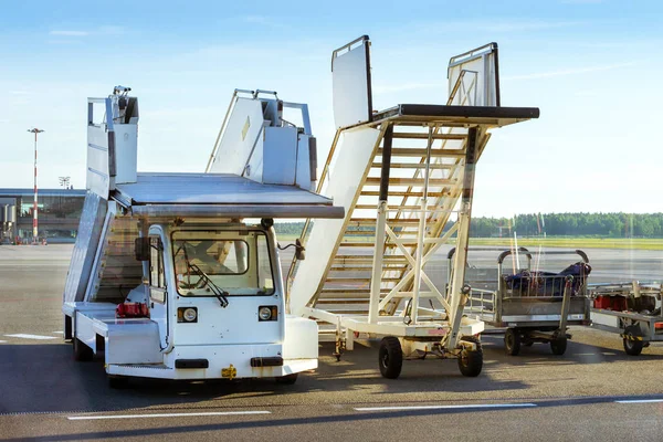 Mobile gangway on airport runway, Riga, Latvia Stock Image