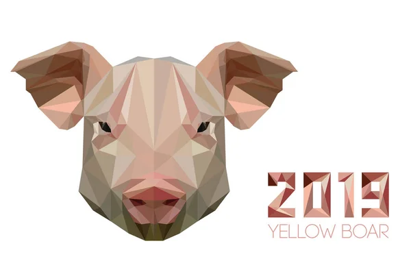 Cerdo de casa, Jabalí amarillo de tierra, símbolo 2019 año — Archivo Imágenes Vectoriales