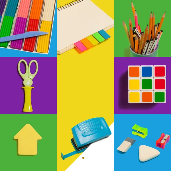 Office items on colorful background — Stock Photo, Image