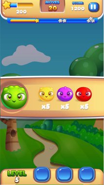 Gampeplay Intro mobil oyun Kullanıcı arayüzü GUI varlıkları vektör Eps 10