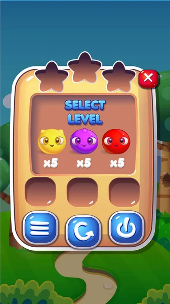 Niveau uitgezochte mobiele spel User Interface Gui activa Vector Eps 10 — Stockvector