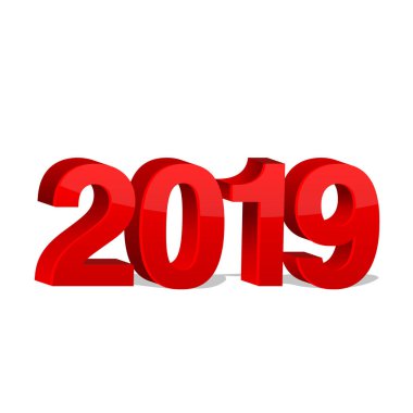 2019 yeni yıl. Metin. 3D vektör çizim.