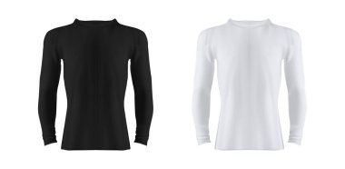 Uzun Sleves - siyah ve beyaz vektör ile foto gerçekçi beyaz T gömlek