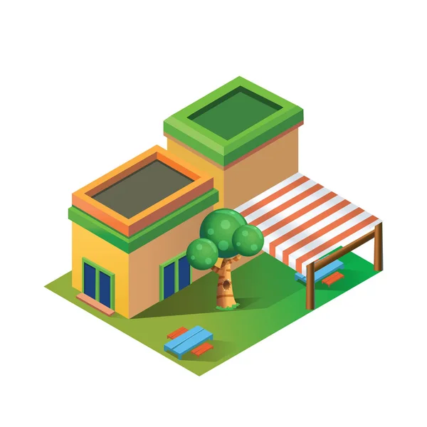 Isometric House - Cartoon Illustration Vector — Stock Vector