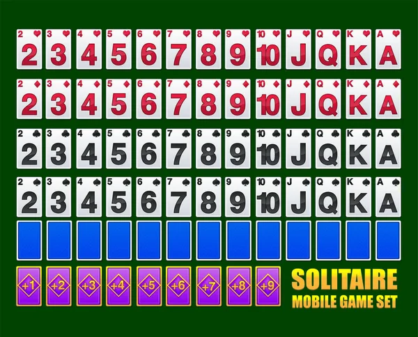 Spelkort för Solitaire eller pokerspel - mobila spel tillgångar — Stock vektor