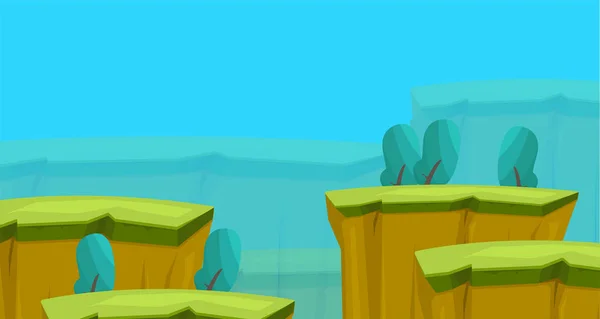 Platformgame game-design stelt natuur hout weide, naadloze gelaagde parallax effect klaar achtergrond, platforms voor springen, bonusitems en decoratie. — Stockvector