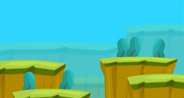 Platformer game design set, natura prato di legno, senza soluzione di continuità strato effetto parallasse sfondo pronto, piattaforme per il salto, oggetti bonus e decorazione . — Vettoriale Stock