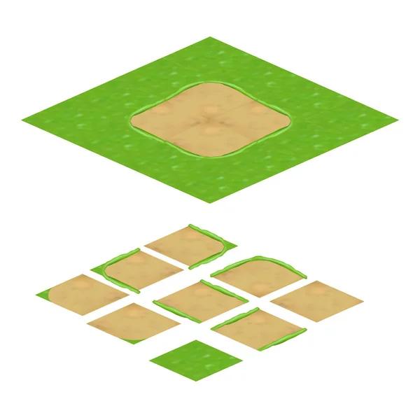 Terreno Textura isométrica para activos de desarrollo de juegos móviles — Archivo Imágenes Vectoriales
