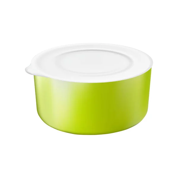 Recipiente de plástico de alimentos Modelo Mock Up isolado em fundo branco fácil de editar — Vetor de Stock