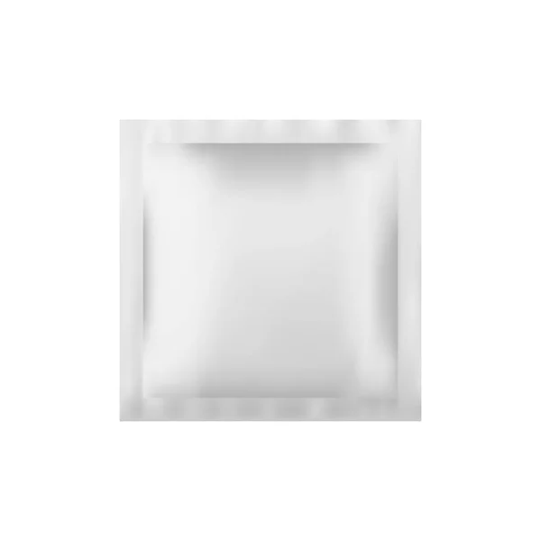 Biały saszetka opakowania - wykpić się szablon na białym tle na białym tle łatwe do edycji — Wektor stockowy