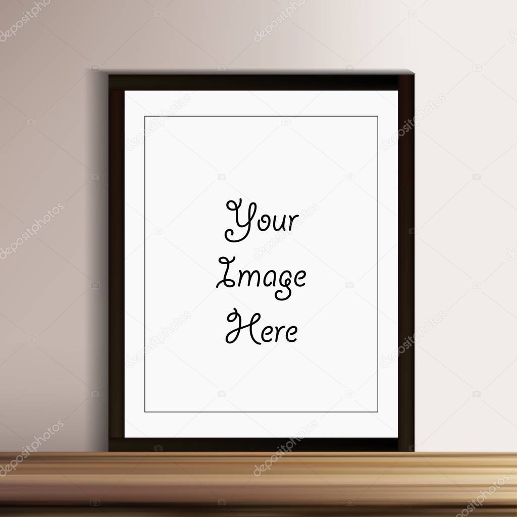 A3, A4 vertical blank picture frame for photographs. Vector realisitc paper or plastic white picture-framing mat with wide borders shadow. Isolated picture frame mockup template on gray background