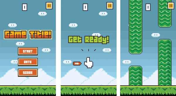 8-bitars plattformsspel Pixel Art Mobile spel tillgångar Sprites för Reskin — Stock vektor