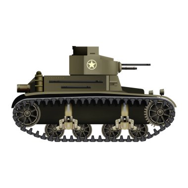 M2 Hafif Tank - beyaz arka plan üzerinde izole gerçekçi vektör çizim