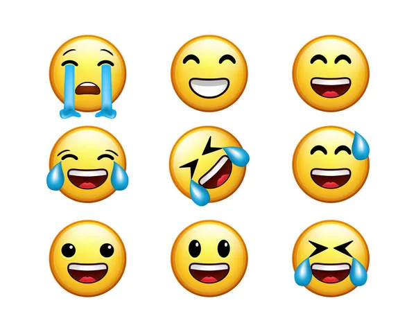 소셜 미디어 플랫폼, 모바일 게임 또는 스티커 인쇄에 대 한 준비에 대 한 일반 유니코드 Emoji 집합 — 스톡 벡터