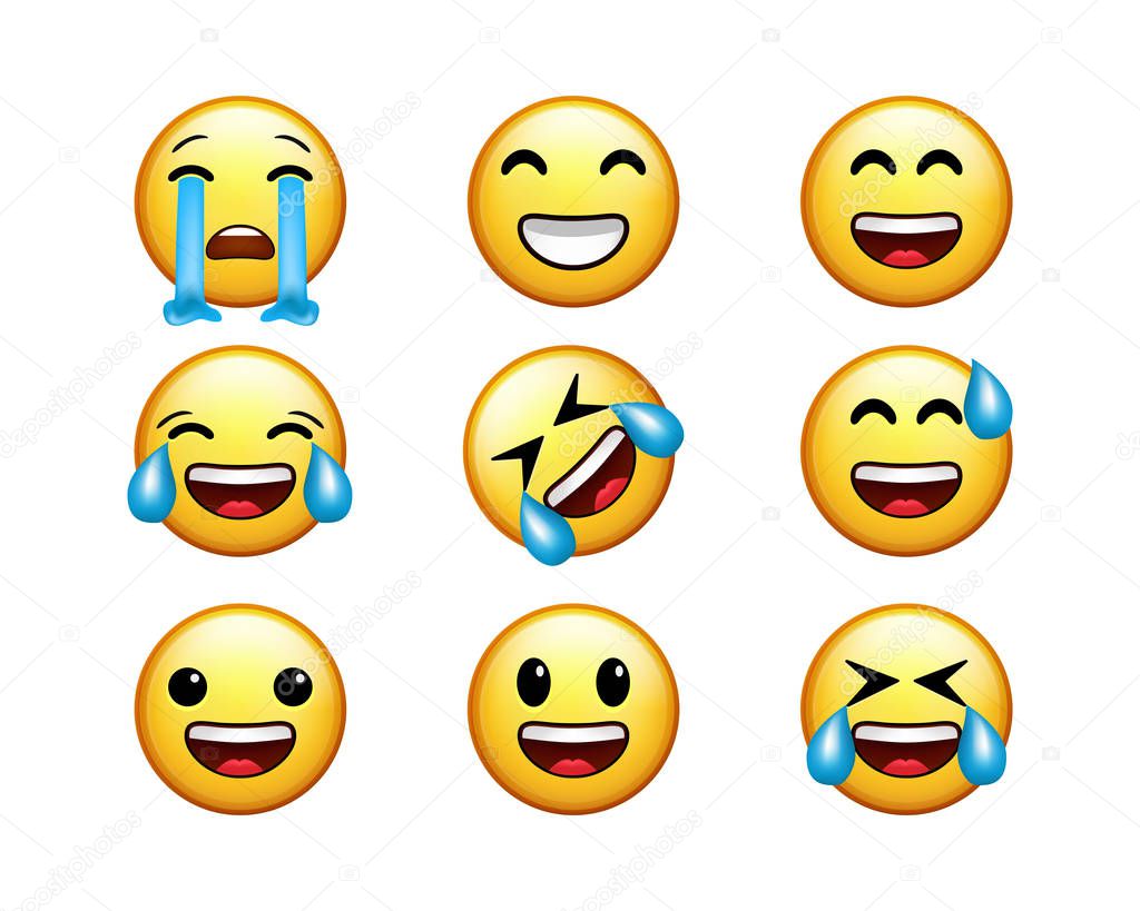 General Unicode Emoji Set for Social Media Platforms, Mobile Games or Stickers Ready for Print