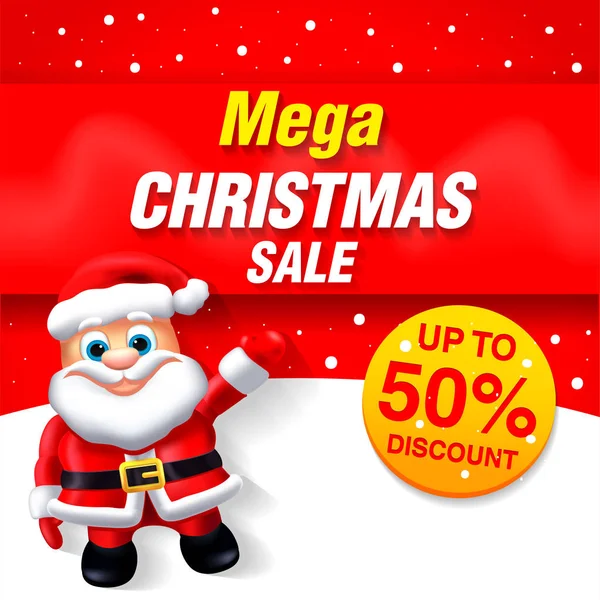 Diseño de pancartas de ventas de Santa Claus - Saludo navideño — Vector de stock