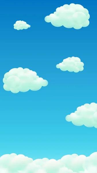 Gradiente azul cielo y nubes Vector ilustración de dibujos animados para el juego móvil — Archivo Imágenes Vectoriales