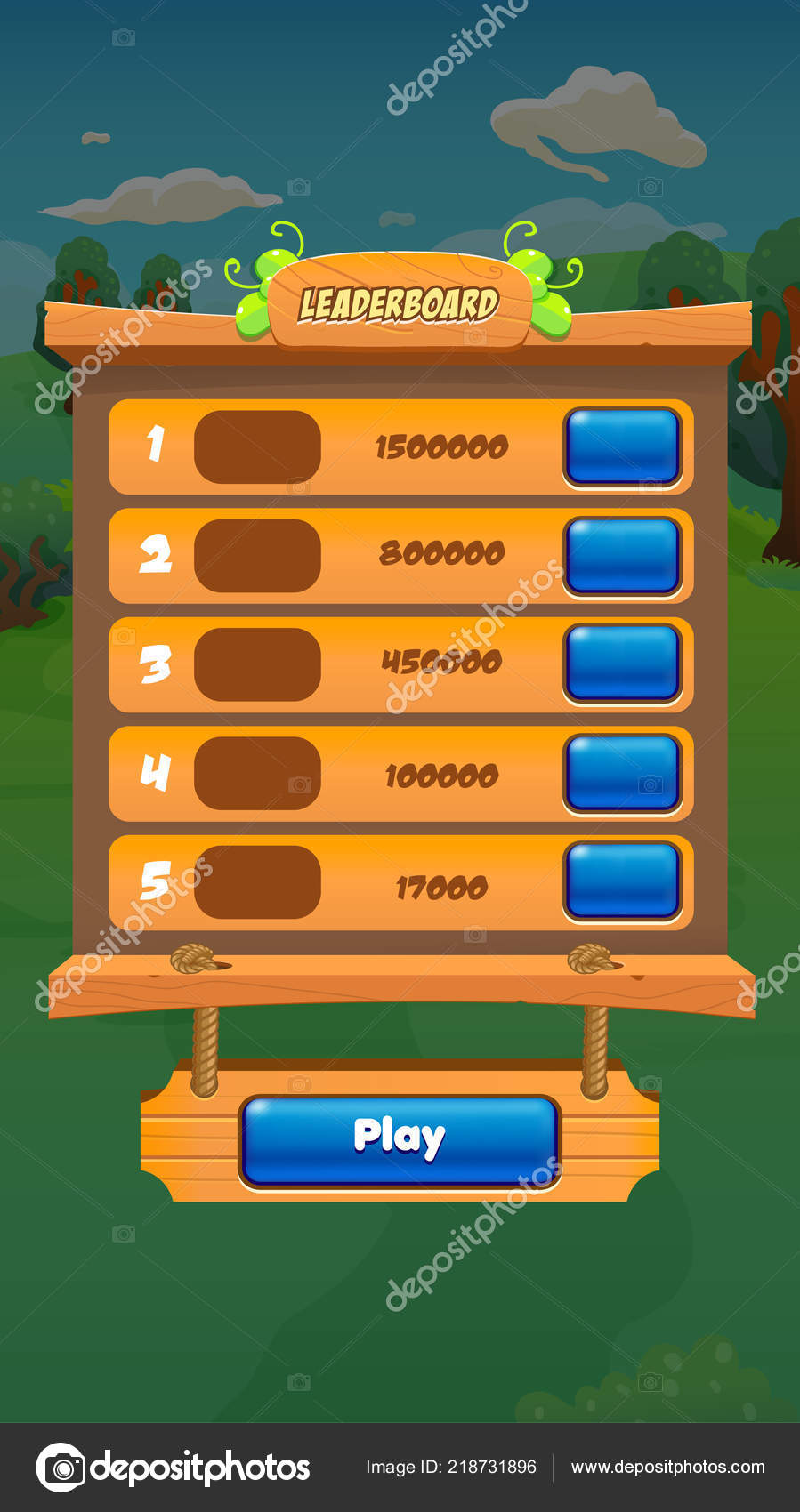 Leaderboard mobile game user interface gui assets Vector Image