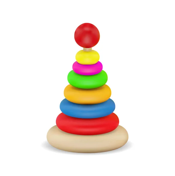 Bebé de madera y caucho jugando artículos en colores brillantes — Vector de stock