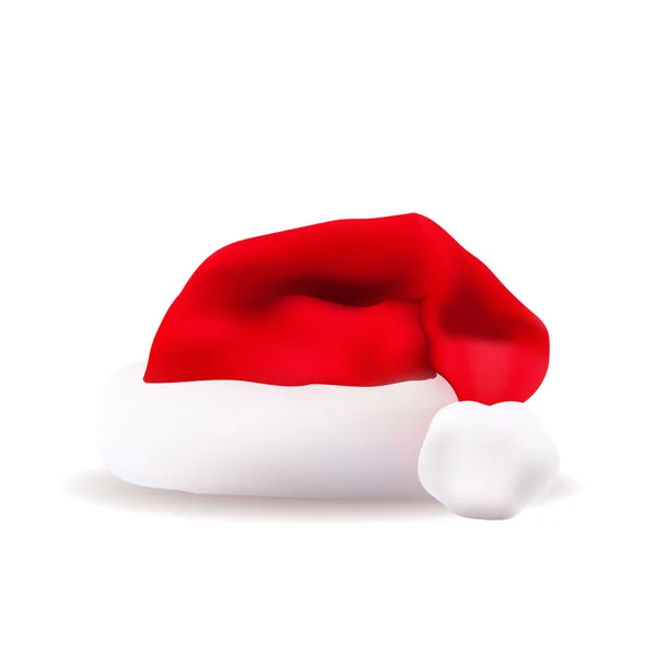 Chapeau de Noël rouge Santa illustration vectorielle. Xmass vacances vêtements isolés sur blanc — Image vectorielle