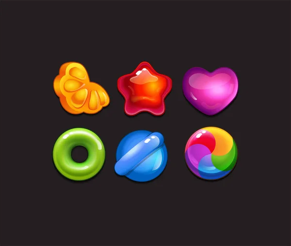 Candy oyunu varlıklar mobil cihazlar için 3 maç — Stok Vektör