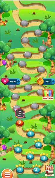 Niveau wereldkaart voor mobiele Games - activa - voor spel Reskin — Stockvector