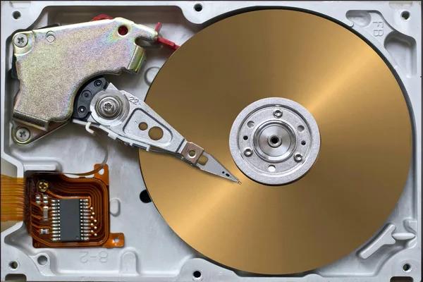 开放式硬盘驱动器盘的机电件 — 图库照片