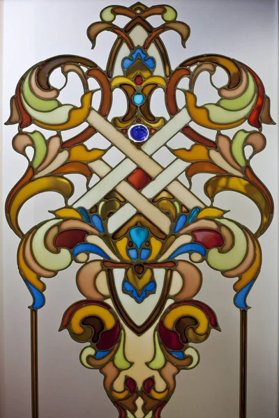 Деталь Многоцветного Витража Оформление Окна — стоковое фото