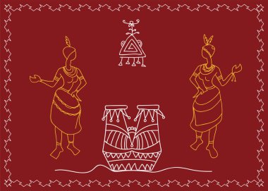 Vektör sanat halk dansçılar aşiret tasarım, Motif, duvar resmi