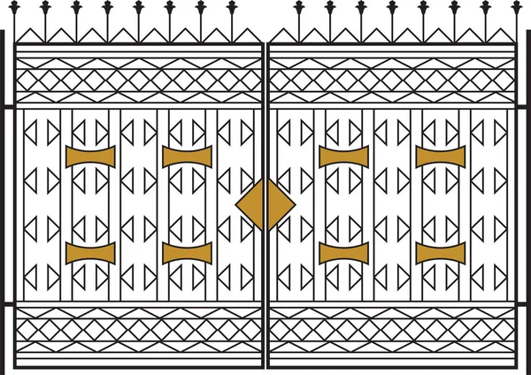 Schmiedeeiserne Tor Tür Zaun Fenster Grill Geländer Design Vector Art — Stockvektor