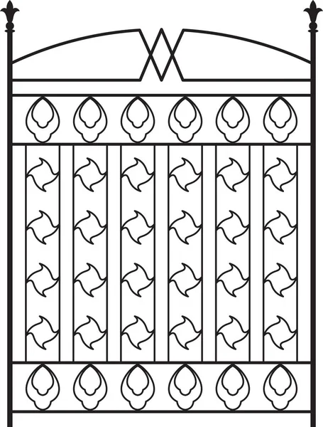 Schmiedeeiserne Tor Tür Zaun Fenster Grill Geländer Design Vector Art — Stockvektor