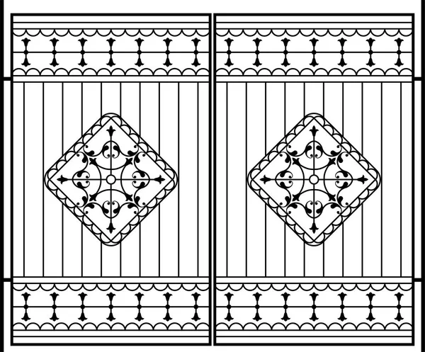 Σιδερένια Πύλη Πόρτα Φράχτη Παράθυρο Ψησταριά Railing Σχεδιασμός Vector Art — Διανυσματικό Αρχείο