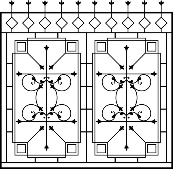 Puerta de hierro forjado, Puerta, Valla, Ventana, Parrilla, Diseño de barandilla — Archivo Imágenes Vectoriales