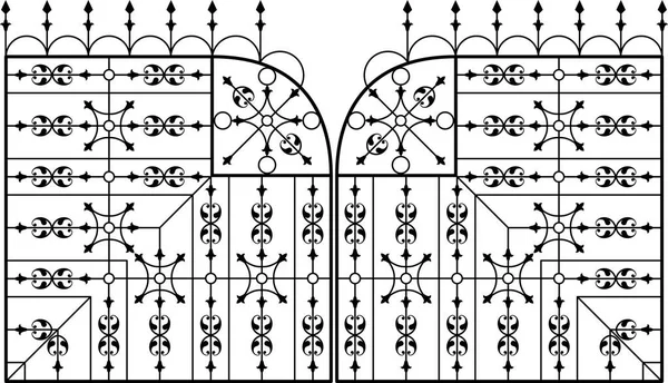 Puerta de hierro forjado, Puerta, Valla, Ventana, Parrilla, Diseño de barandilla — Archivo Imágenes Vectoriales