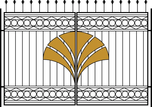 Schmiedeeiserne Tor Tür Zaun Fenster Grill Geländer Design Vector Art — Stockvektor