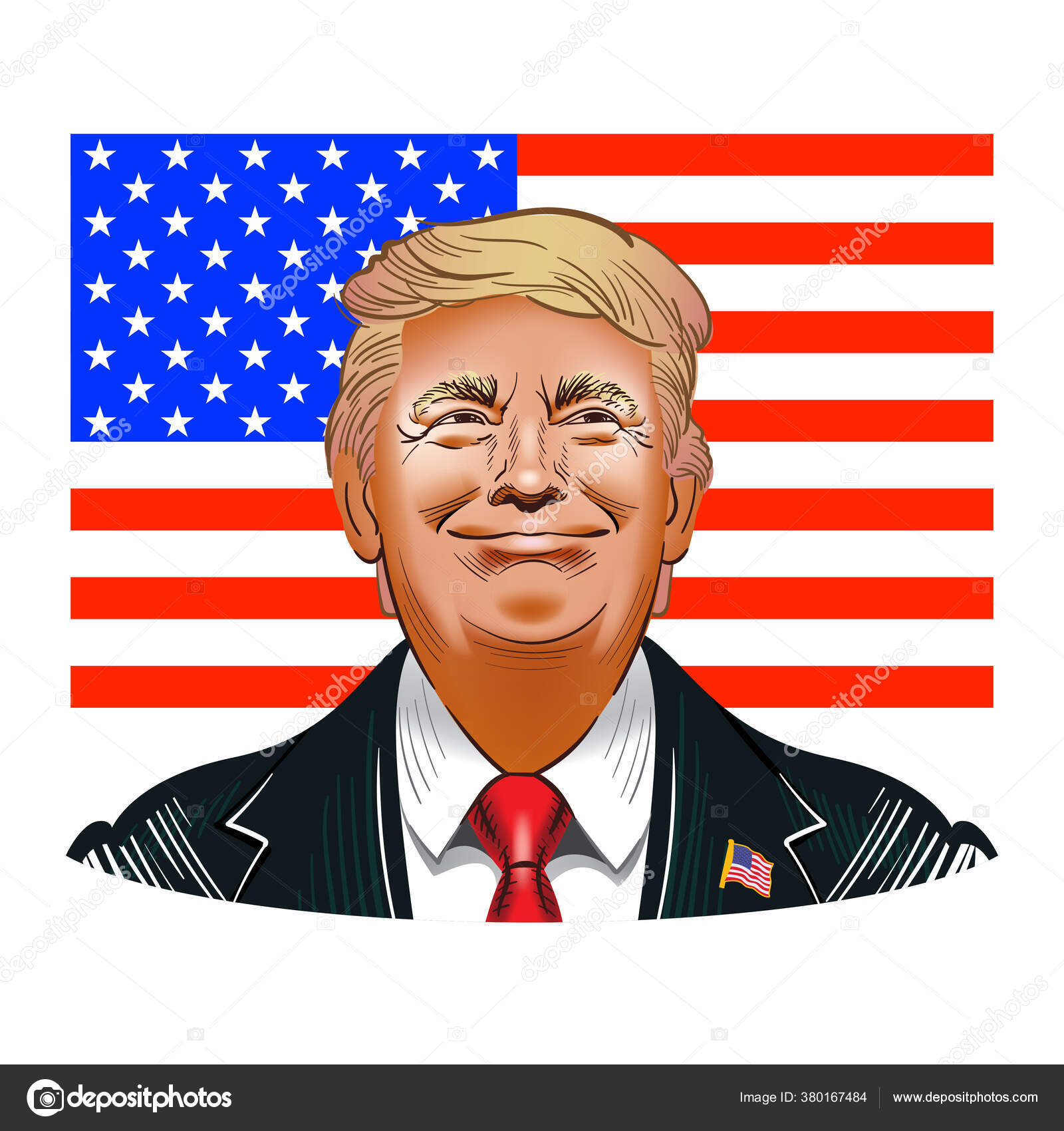 トランプ大統領のイラスト 2020年6月5日米国大統領ドナルド トランプのベクトルイラスト ストックベクター ©Febris 380167484